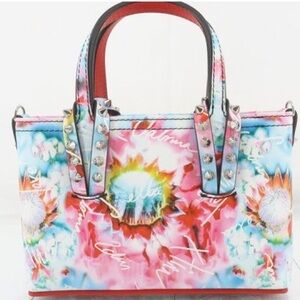 NWT Rare Christian Louboutin Calfskin Nano Celebration  Print Cabata 2 way tote